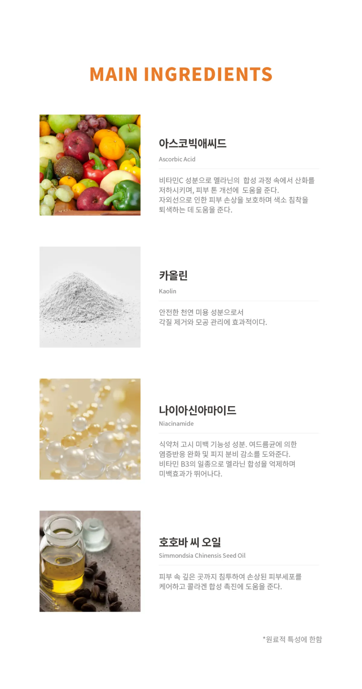 주요 성분 설명