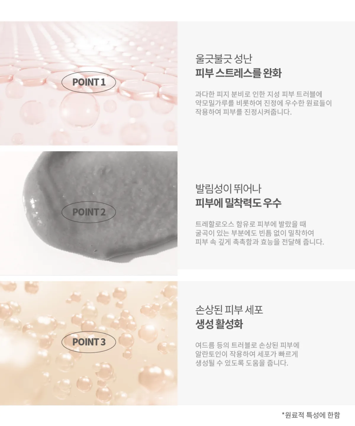 피부 진정 및 밸런스 설명